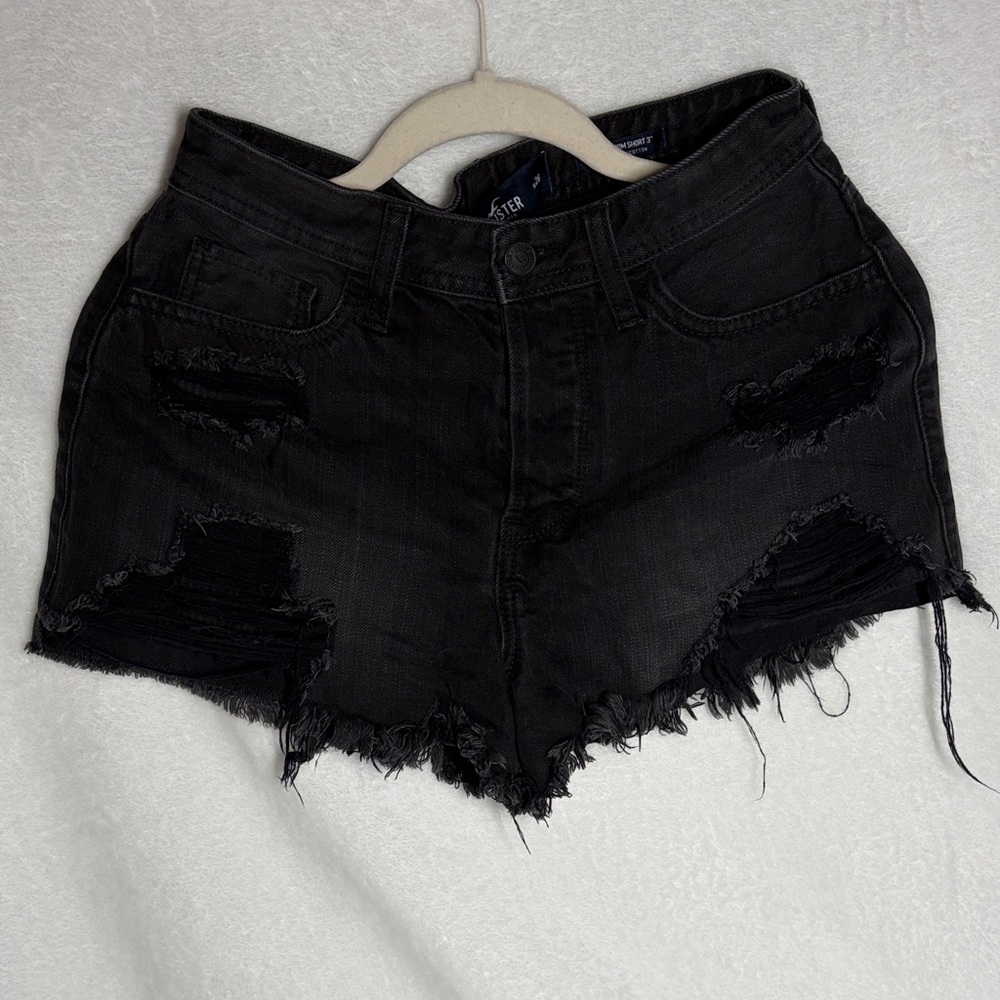 HOLLISTER Black Distressed Jean Shorts
